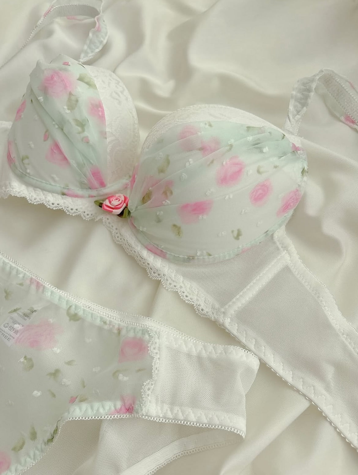 Premium Soft Mesh Floral Embroidered Bra & Panty Set