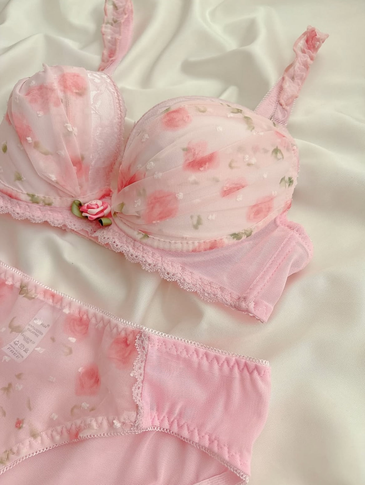 Premium Soft Mesh Floral Embroidered Bra & Panty Set