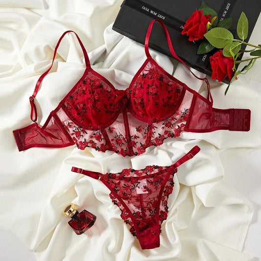 Midnight Rose Lace Bra Set 🌹🖤