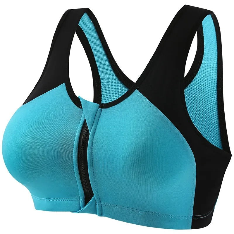 Zip Front Closure Racer Back Yoga Push Up Sports Bras