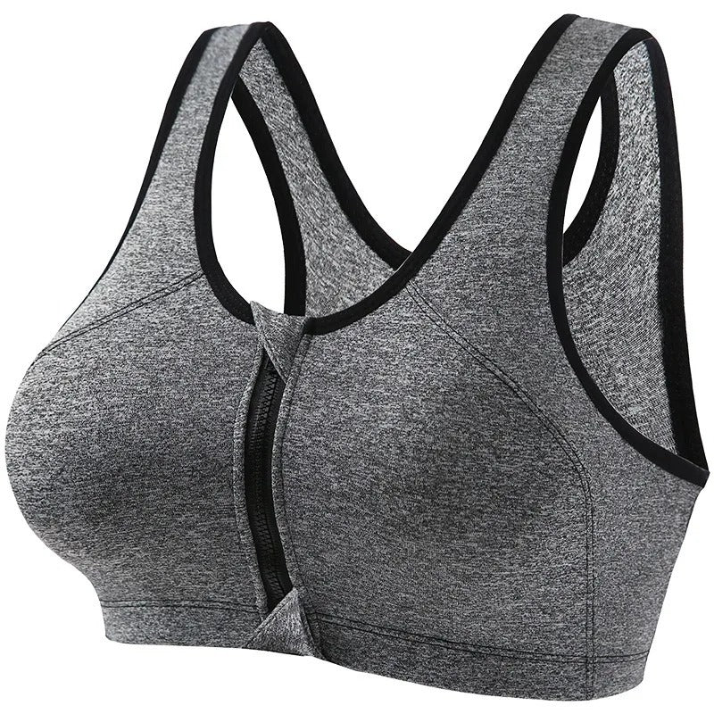 Zip Front Closure Racer Back Yoga Push Up Sports Bras