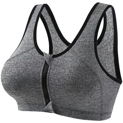 Zip Front Closure Racer Back Yoga Push Up Sports Bras