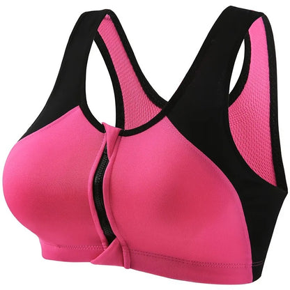Zip Front Closure Racer Back Yoga Push Up Sports Bras