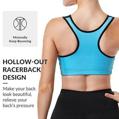 Zip Front Closure Racer Back Yoga Push Up Sports Bras