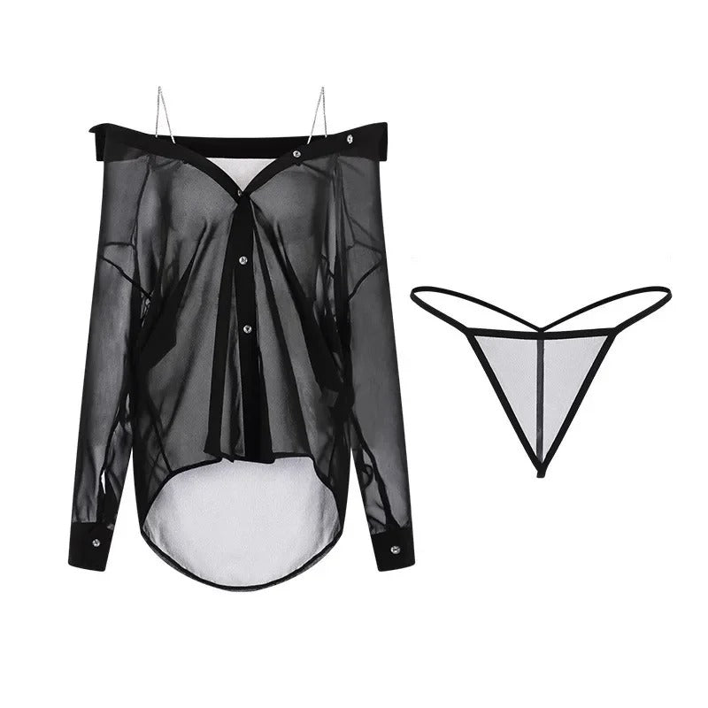 Sexy See-through ThinWomen's 2pcs Pure Desire Nightgown