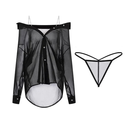 Sexy See-through ThinWomen's 2pcs Pure Desire Nightgown