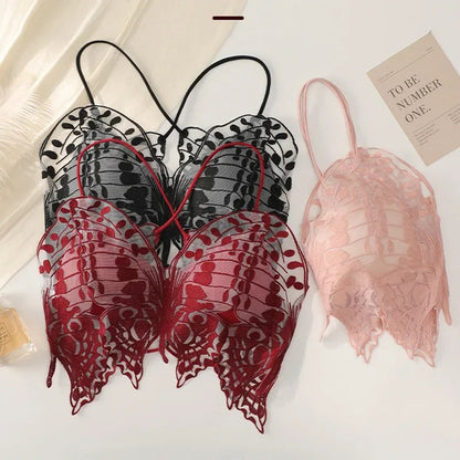 Butterfly Embroidery Inside and Outside Butterfly Lace Bra
