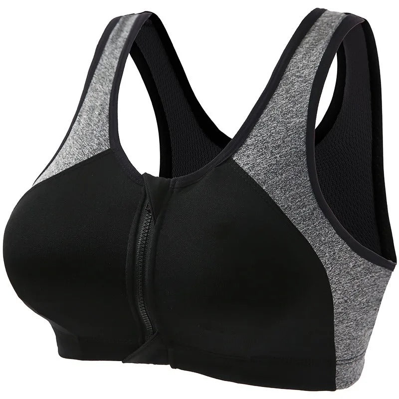 Zip Front Closure Racer Back Yoga Push Up Sports Bras