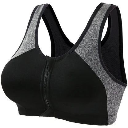 Zip Front Closure Racer Back Yoga Push Up Sports Bras