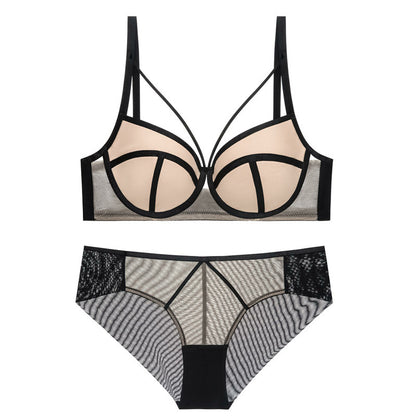 Sexy Bra Set Women's Lace Hollow out Strap Tie Underwire Non Paded