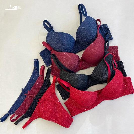 Shine Galaxy Padded Push-Up Bra Panty Thongs