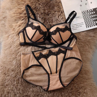 Fancy Embroidered Paded Push-up Bra set