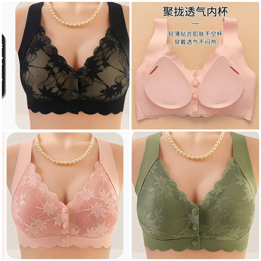 Front open Button Bra Soft Milky Stuff Push-up Bra