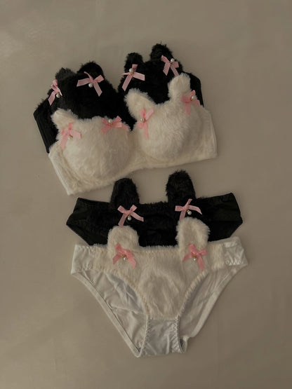 🎀 Pearl Bow Plush Set Fluffy Comfort