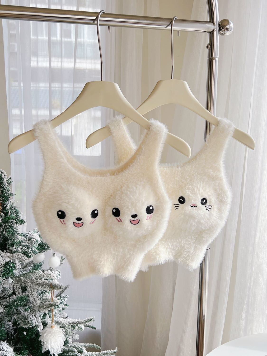 Fluffy Bunny Face Crop Top