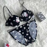 Hello Kitty 4 in 1 Adjustable straps Paded push-up Bra Set Thong Panty