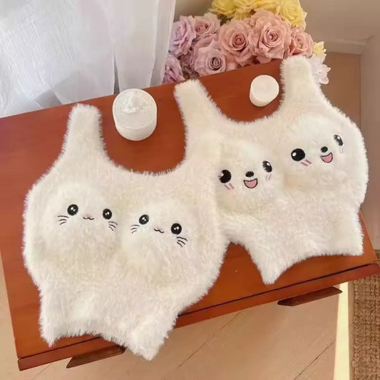 Fluffy Whisker Dreams Ultra-Soft Cartoon Plush Top