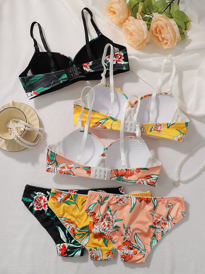 High-quality Multi-color Bra set  Beautiful Print Push Up Bra Beach party bikini