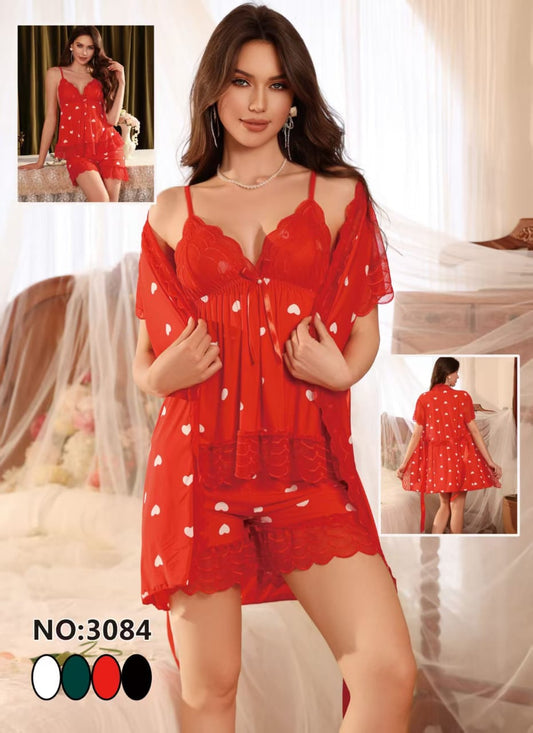 3-pcs Bridal Nighty Floral