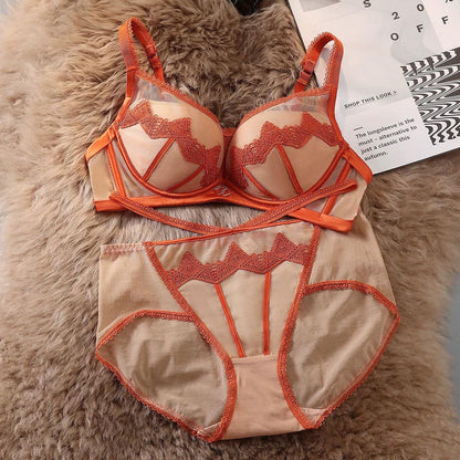 Fancy Embroidered Paded Push-up Bra set