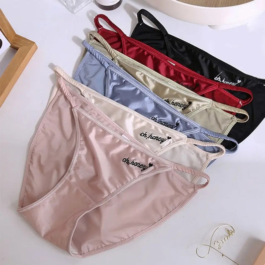 Women's Thin Strap Solid Color Cotton Crotch Seamless Underwear