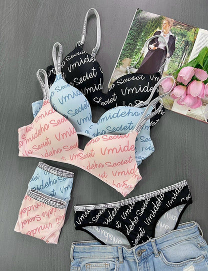 Original Gravity Defying One-Piece Letter Strap Women's Bra set