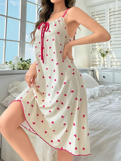 Elegant Heart print 2-piece Nightwear