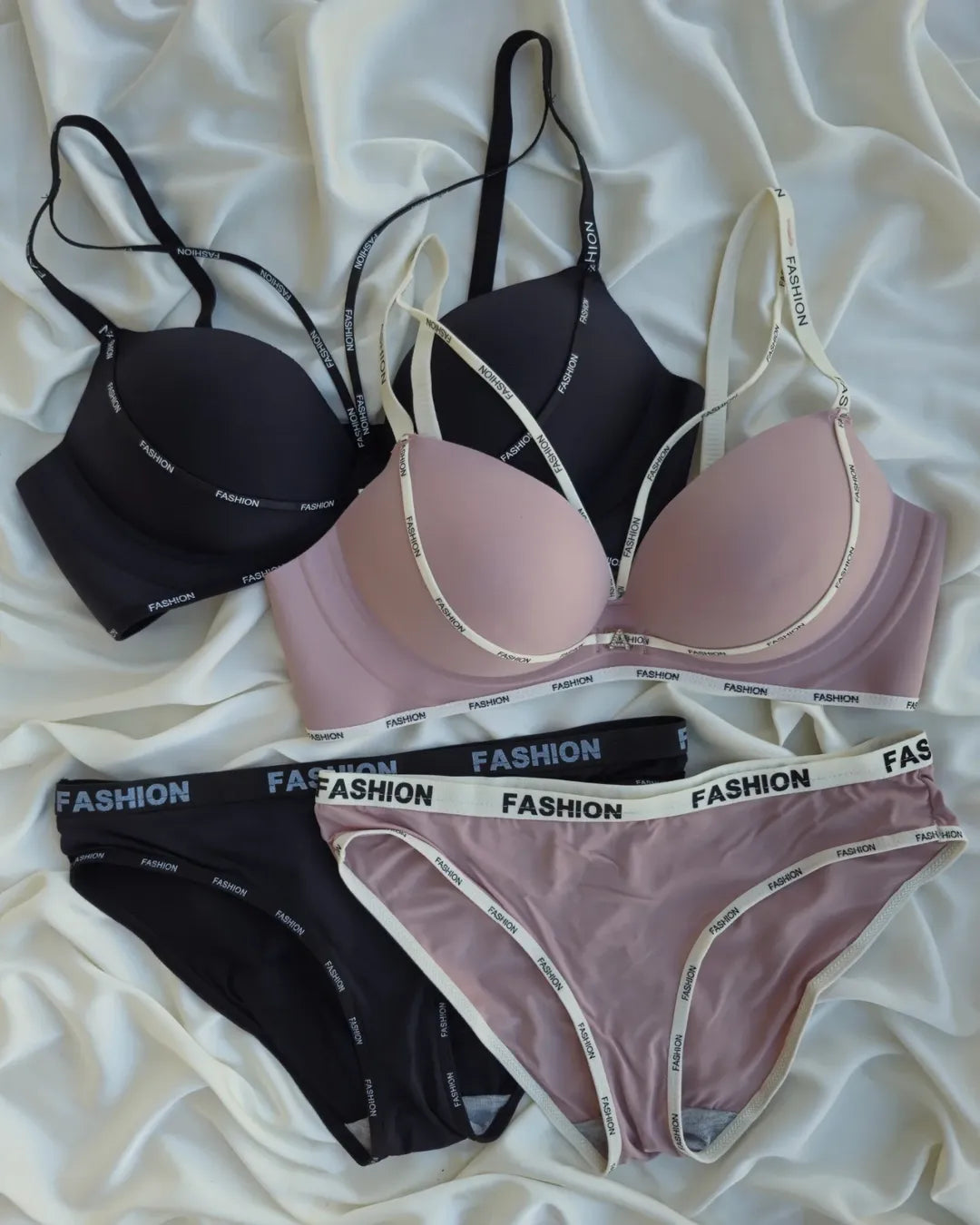 Front Cross Neck Paded Push-up Bra Underwear Set Fashion Straps Printed
