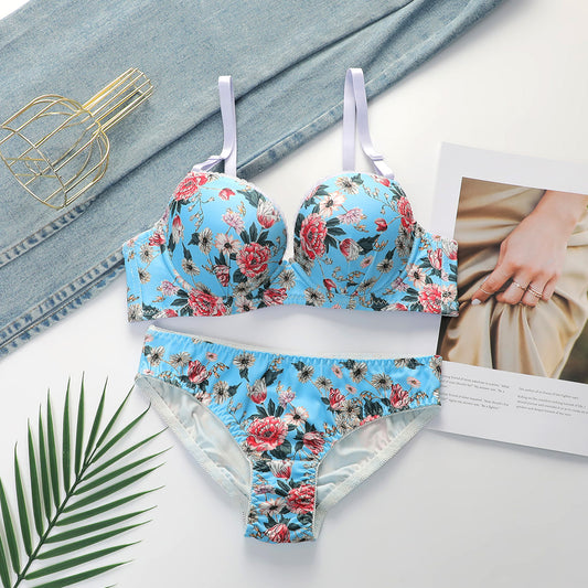 Fashion Flower Underwired Romantic Rose Bra set