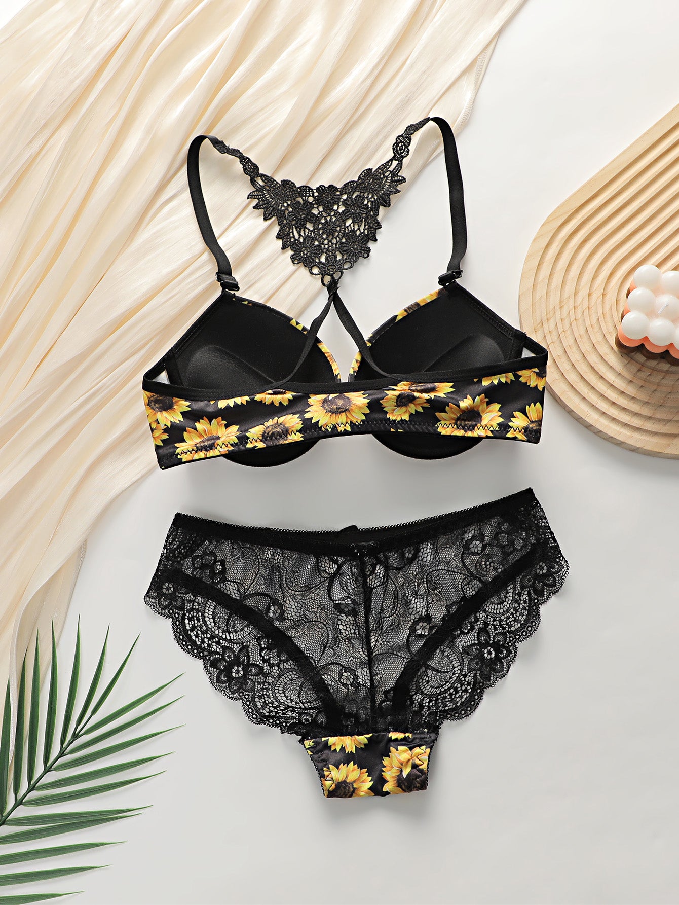 Floral Sun flower printed Bra set