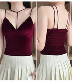 Ladies imported High Push-Up Velvet Tank Top Front Neck Style