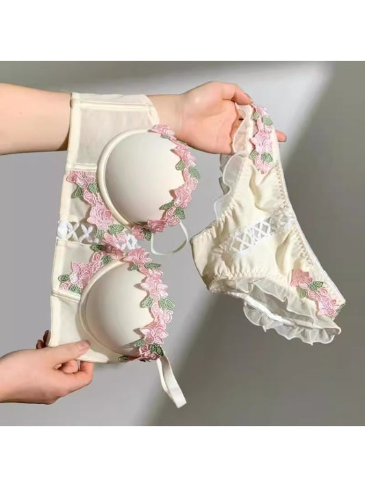 Vantage Lace Floral Paded Push-up Premium Bra Panty set
