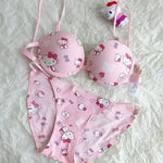 Hello Kitty 4 in 1 Adjustable straps Paded push-up Bra Set Thong Panty