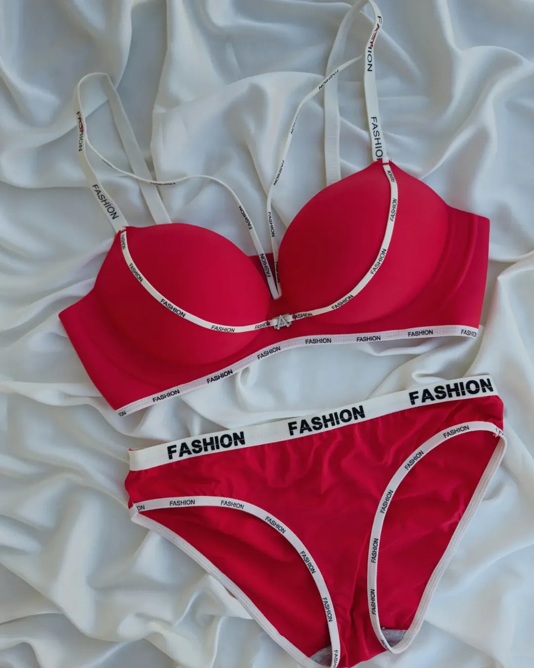 Front Cross Neck Paded Push-up Bra Underwear Set Fashion Straps Printed