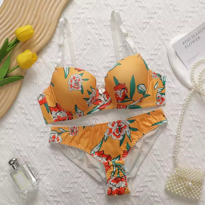High-quality Multi-color Bra set  Beautiful Print Push Up Bra Beach party bikini