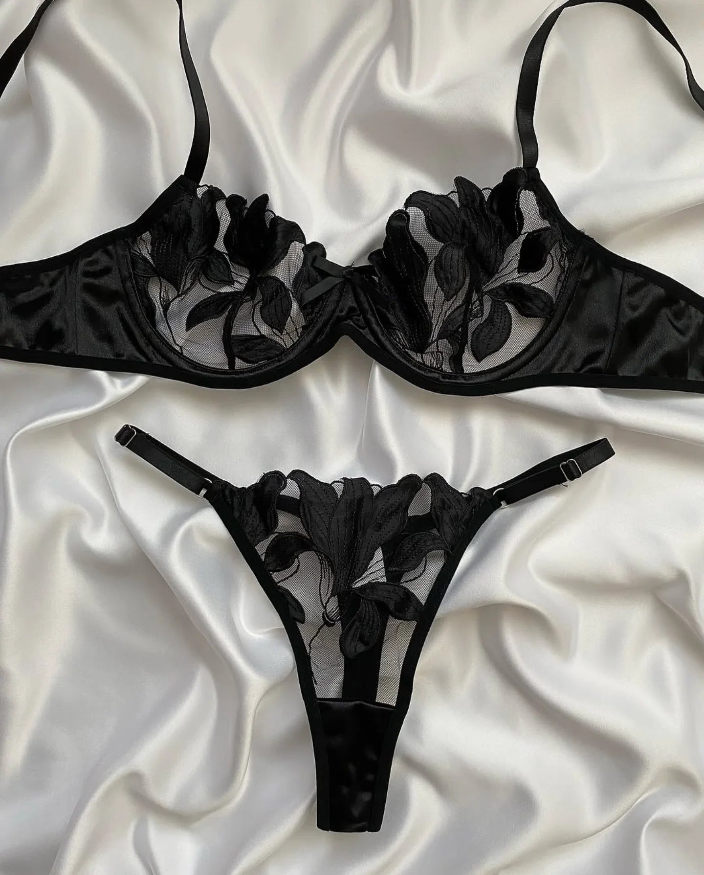 Embroidery Lingerie Set Women 2-Piece Bra + Panty Underwire Set