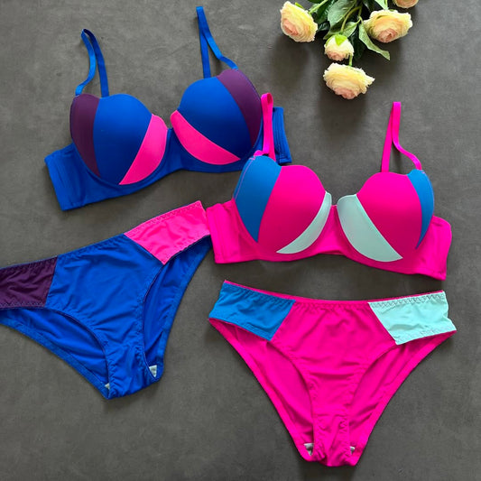 Radiant Contrast Paded Push-up Bra Set