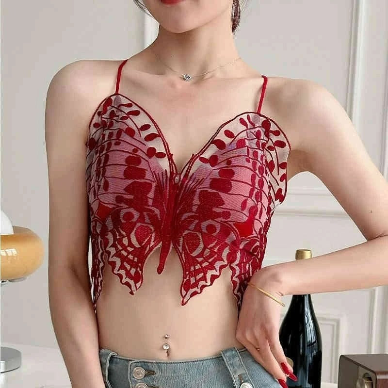 Butterfly Embroidery Inside and Outside Butterfly Lace Bra
