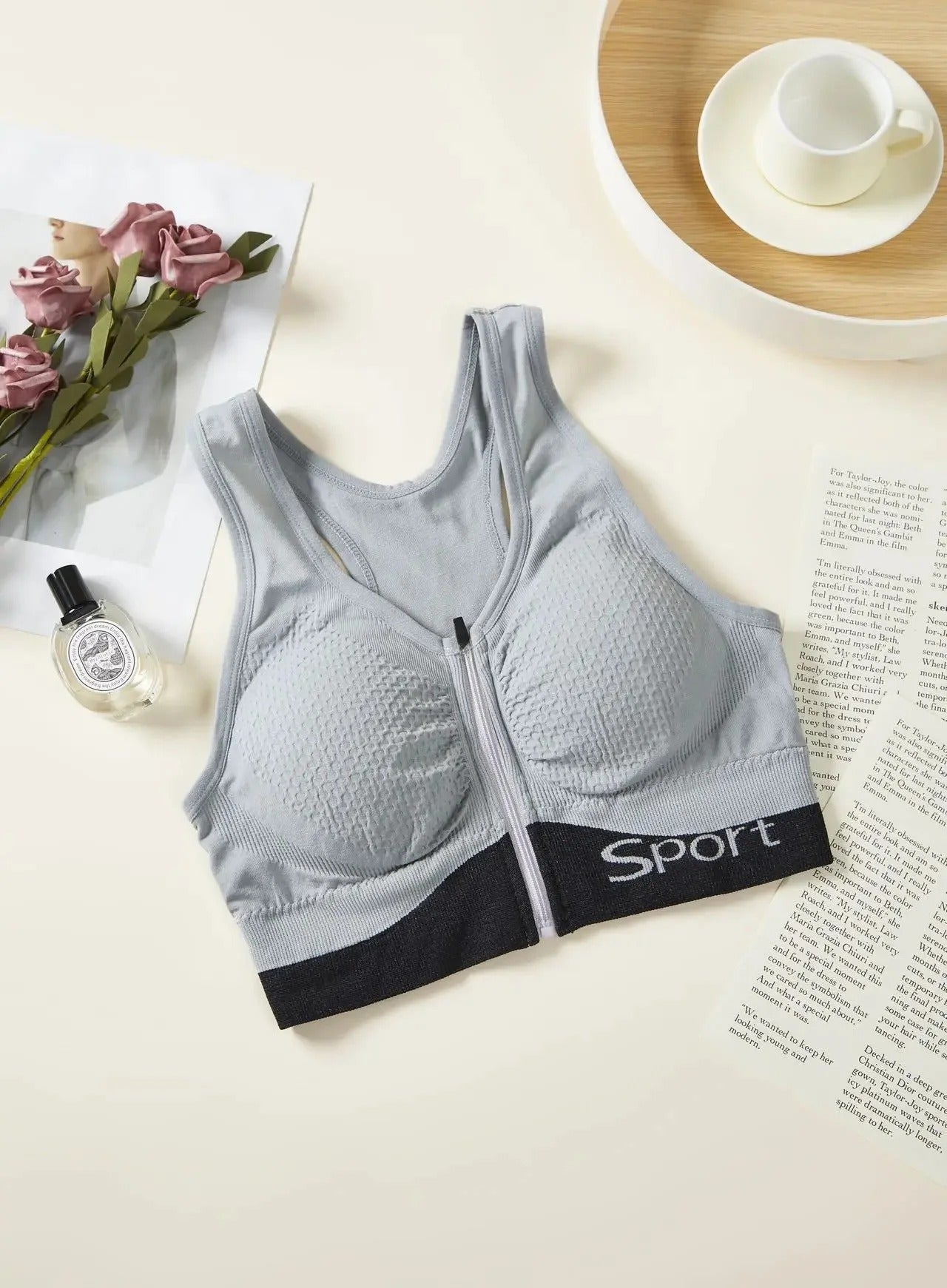 Front Zipper Cross Back Women's Bra Running Fitness