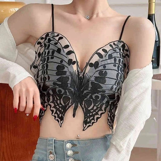 Butterfly Embroidery Inside and Outside Butterfly Lace Bra