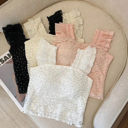 Short Lace Trim Vest Women's Inner Wear Slim Fit Design Camisole