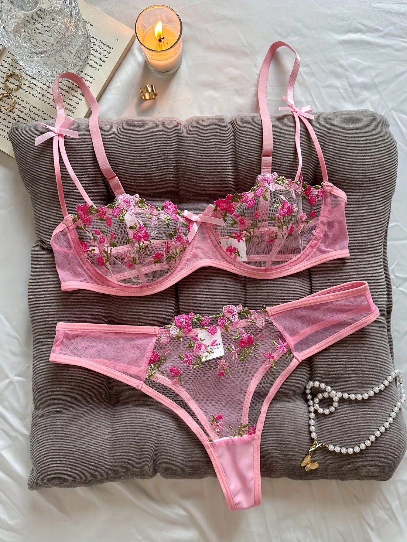 Non-Padded wired Panty Set – Blossom Charm Embroidered
