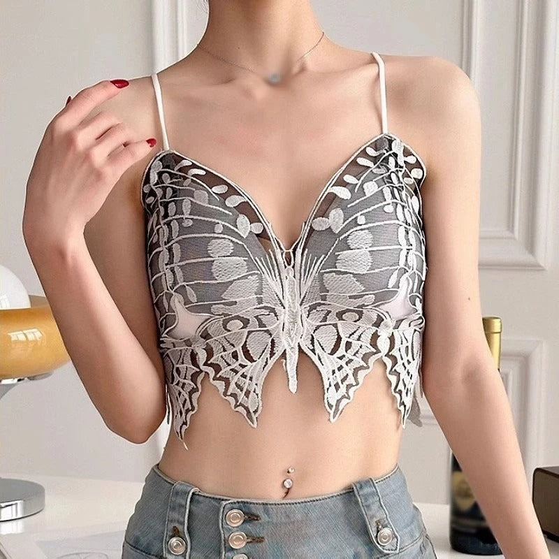 Butterfly Embroidery Inside and Outside Butterfly Lace Bra
