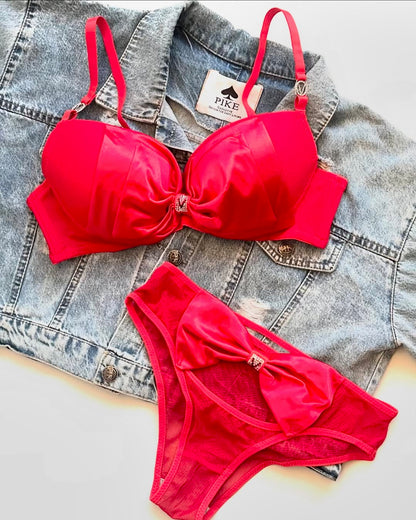 Sweet Bow Style Blush Elegance Bra set