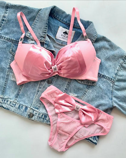 Sweet Bow Style Blush Elegance Bra set