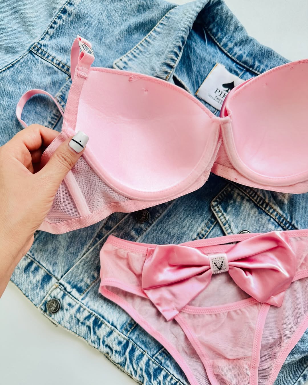 Sweet Bow Style Blush Elegance Bra set